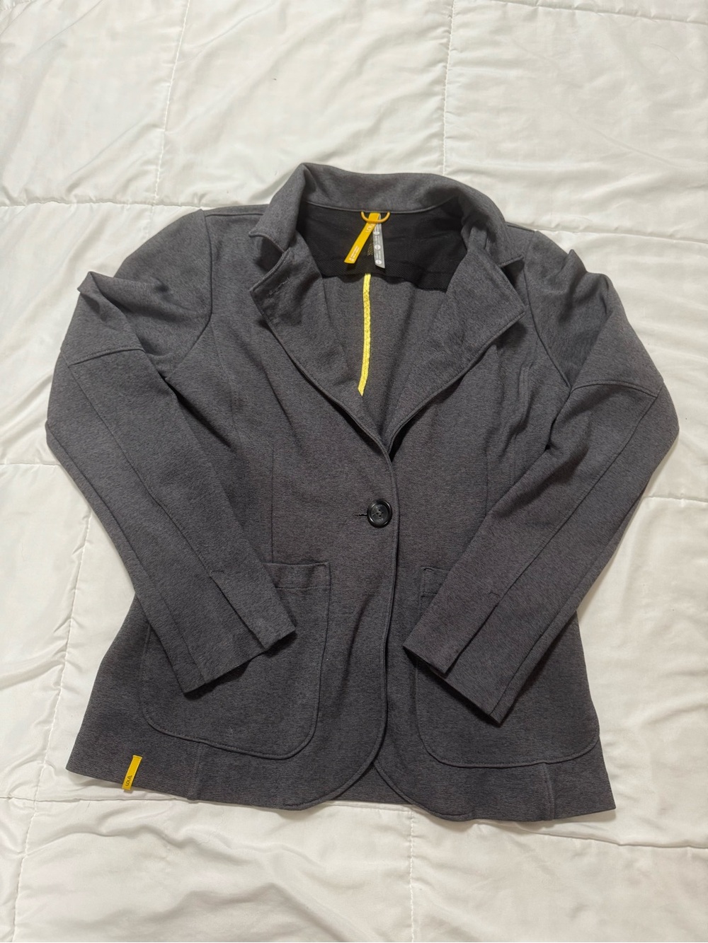 Lole Dark Gray Knit Blazer with Yellow Trim